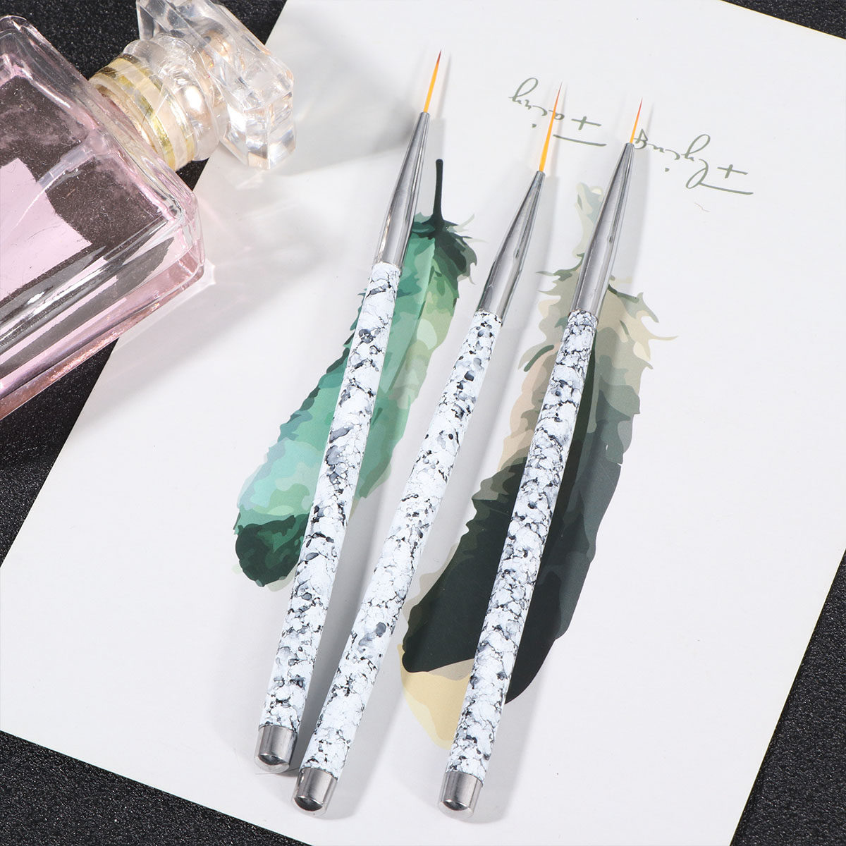 Brush Bristle Set - 3Pcs Nail Art Brush Set Fine