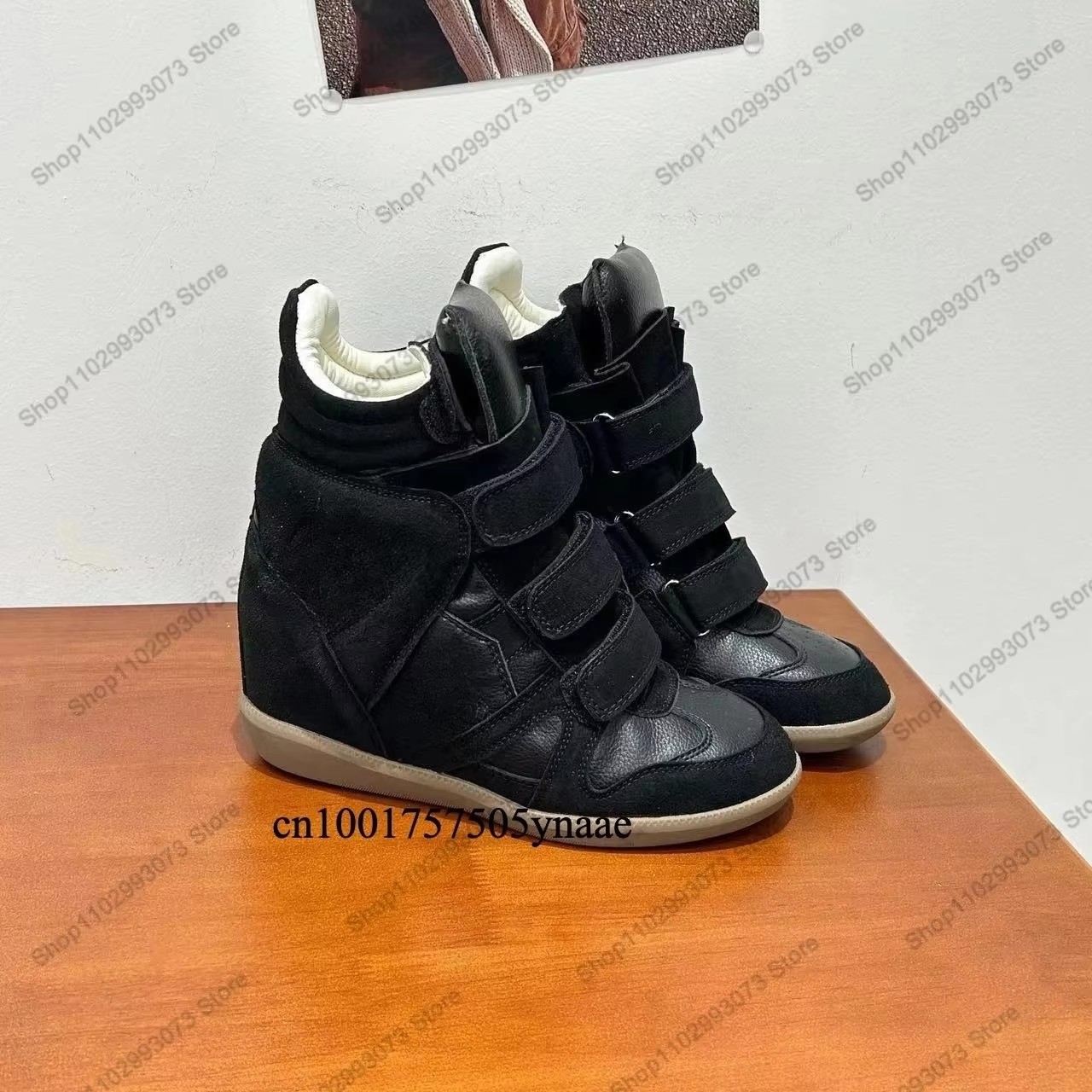 Leather Sneaker Care Kit - Women Hidden Wedge Heel High‑Top Sneakers