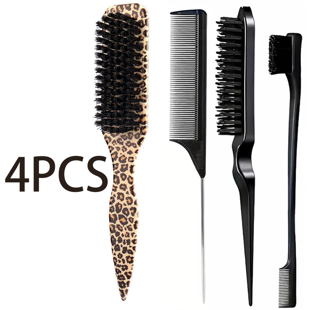 4Pc Boar Bristle Slick Back Ha - Brush Bristle Set recension och pris